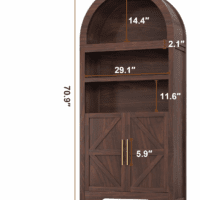 Arched Bookshelf Bookcase China Pantry Storage Cabinet with Doors and Shelves,Kitchen Pantry Cabinet,71“ Tall Food Pantry Furniture for Living Room, Dining Room (Brown) - Image 2