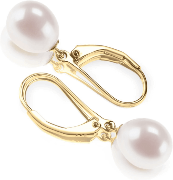 Handpicked AAA+ Quality Freshwater Cultured Pearl Earrings Leverback Dangle Stud Pearl Earrings - Image 3