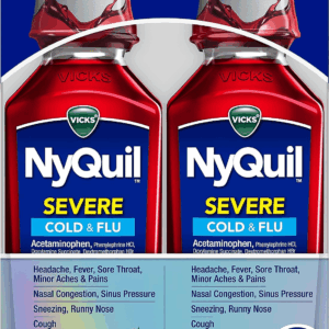 Nyquil SEVERE Cold, Flu, and Congestion Medicine, 2X12 Fl Oz Twin Pack, Berry Flavor, Maximum Strength, Nighttime Relief