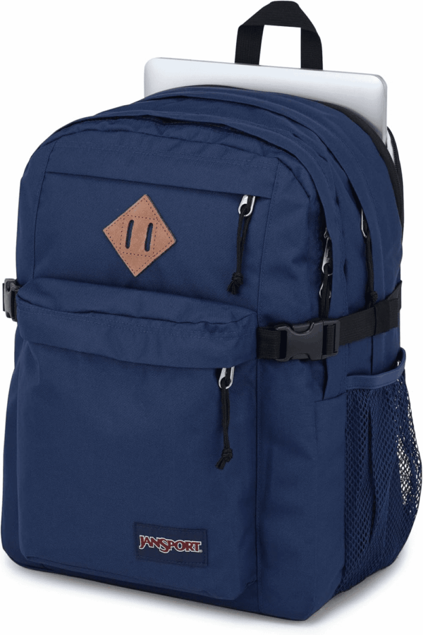 Main Campus Backpack - Travel or Work Backpack W 15-Inch Laptop Sleeve and Dual Water Bottle Pockets, Navy - Image 5