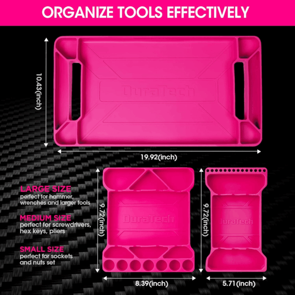 Flexible Tool Tray, Silicone Tool Holder for Mechanics Storage, Heat and Chemical Resistant Tool Organizer for Automotive, Industry and Household(3Pack Pink) - Image 2
