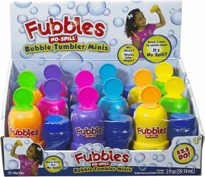 Fubbles No Spill Bubble Tumbler Minis Party Favor 12 Pack | Bubble Toy for Babies Toddlers and Kids | Includes 2Oz Bubble Solution and a Wand per Bottle (Assorted Colors) - Image 11