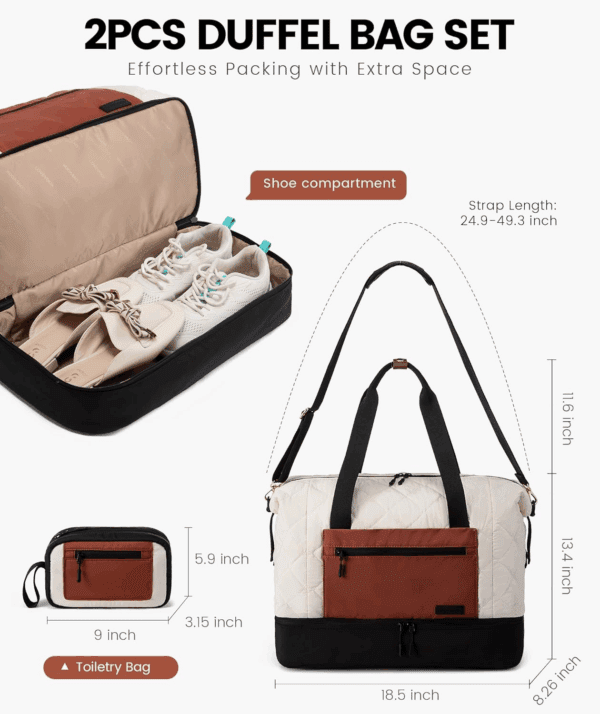 Weekender Bags for Women, Puffer Travel Duffel Bags for Woman, Large Hospital Bag for Women Labor Delivery with Shoe Compartment, Carry on Overnight Bag, Personal Item Travel Bag for Airplane - Image 4