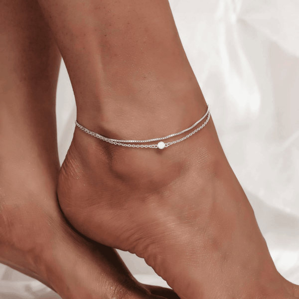 925 Sterling Silver Ankle Bracelet Multilayer Anklets for Women Satellite, Star, Cross, Circle, Butterfly, Teardrop, Oval Disk Layered Anklet Beach Jewelry - Image 3