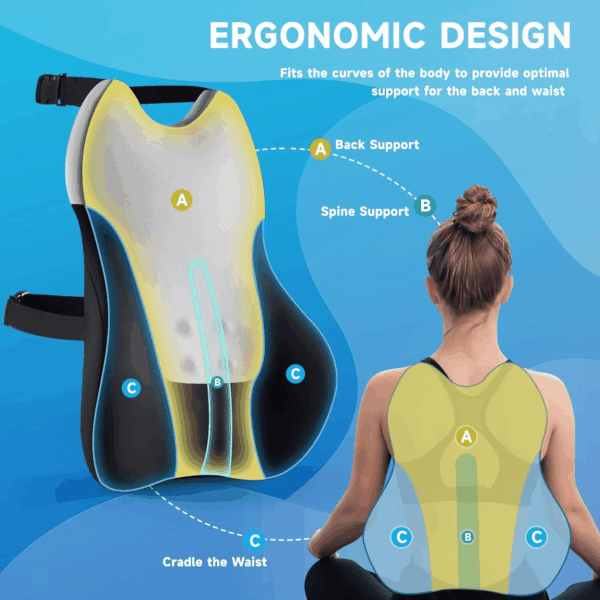 Lumbar Support Pillow for Office Chair Car, Gaming Chair Lower Back Pain Relief Memory Foam Cushion with 3D Soft Cover Enhance Your Driving Comfort Ergonomic Orthopedic Car Back Rest - Image 2