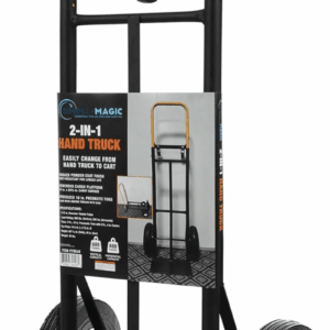 800 Lb Capacity 2 in 1 Convertible Hand Truck and Dolly with 10" Flat Free Rubber Wheels,Black with Yellow Handle.