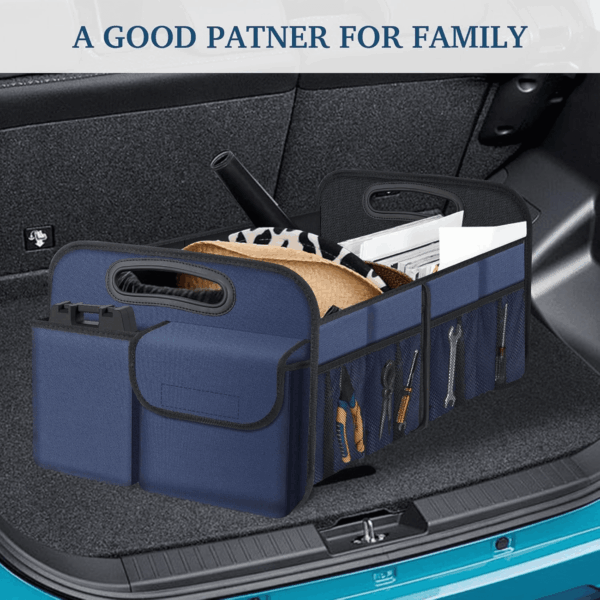 Car Trunk Organizer, Collapsible, Waterproof, Non-Slip, Blue, 52L, 5 Compartments, Rectangular, Portable, Practical/Functional - Image 7