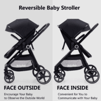 2-In-1 Baby Stroller with Bassinet Mode - Folding Infant Newborn Pram Stroller with Reversible Seat - Toddler Strollers for 0-36 Months Old Babies - Image 3