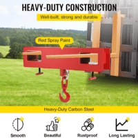 Forklift Lifting Hook, 4400Lbs Capacity Forklift Lifting Hoist, Red Forklift Mobile Crane with Swivel Hook and Two Large T-Screws, Hook Forklift Lifting Hoist, Fork Lifting Attachment - Image 4