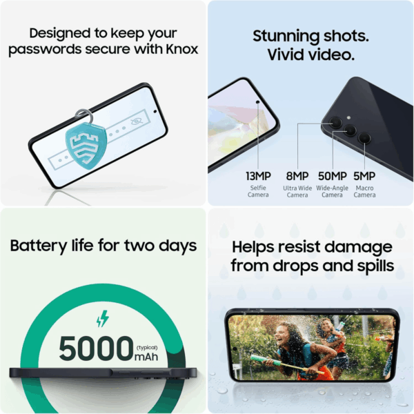 Galaxy A35 5G a Series Cell Phone, 128GB Unlocked Android Smartphone, AMOLED Display, Advanced Triple Camera System, Expandable Storage, Rugged Design, US Version, 2024, Awesome Lilac - Image 6