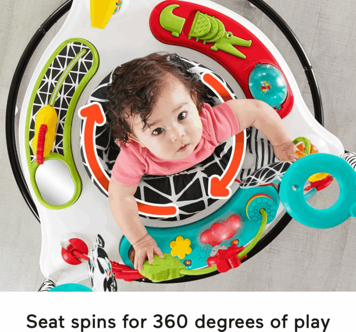 Baby Bouncer Pink Petals Jumperoo Musical Activity Center with Lights Sounds & Developmental Toys - Image 3