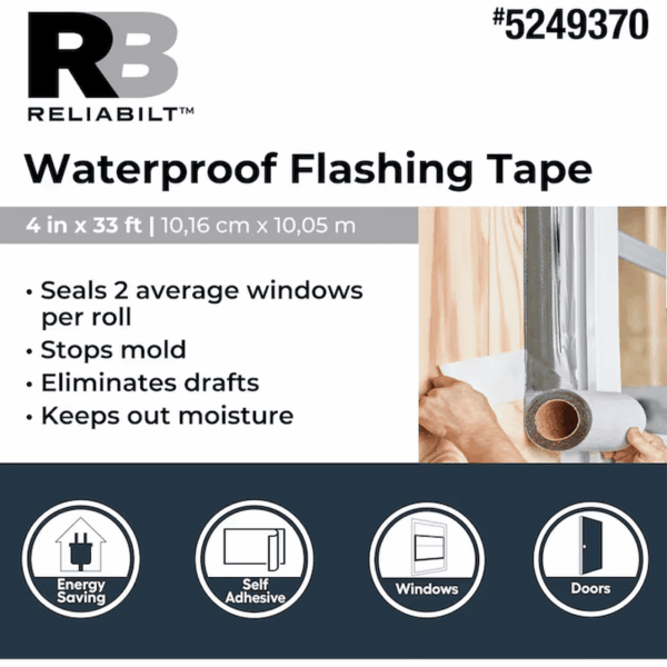 Self-Adhesive 4-Inches X 33-Feet Silver Rubberized Asphalt Self-Adhesive Roll Flashing 18 -Pack - Image 2