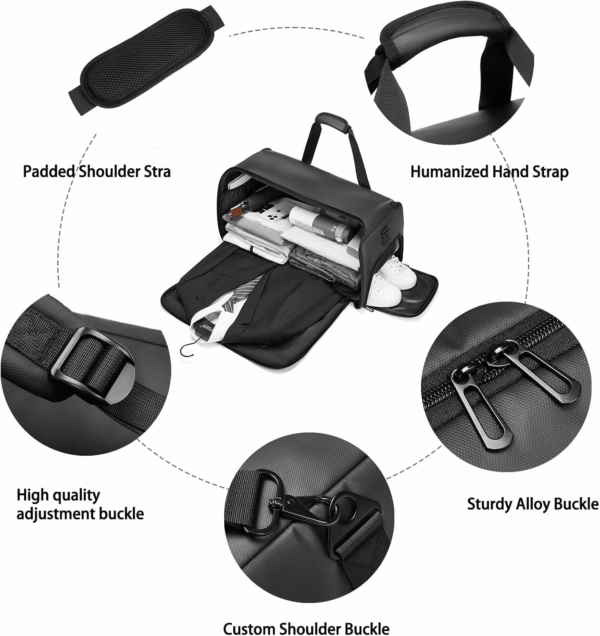 Garment Duffle Bags for Travel, Convertible Garment Bag with Shoe Compartment,3 in 1 Waterproof Travel Suit Bag with Shoulder Strap for Men Women - Image 3