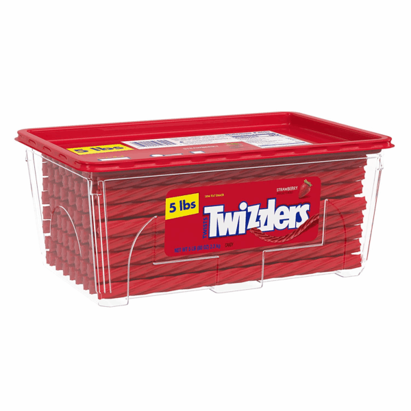 Twists Strawberry Flavored Licorice Style, Low Fat Candy Tub, 5 Lb - Image 2