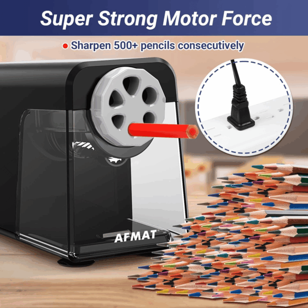 Electric Pencil Sharpener Heavy Duty, 6 Holes, Auto Stop  Pencil Sharpeners for School, Classroom Electric Sharpener for 6-11Mm Pencils, 7000 Sharpening Times, Do Not Eat up Colored Pencils - Image 5