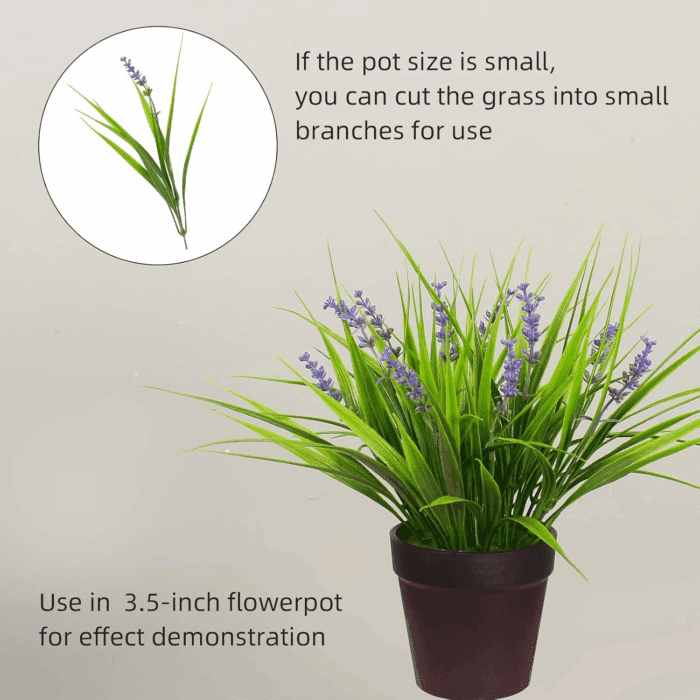 12 Bundles Artificial Plants Outdoor Fake Monkey Grass with Flowers for Pot UV Resistant Plant Decor for Window Garden Patio Hanging Planter Pathway Front Porch (Grass with Flowers) - Image 4