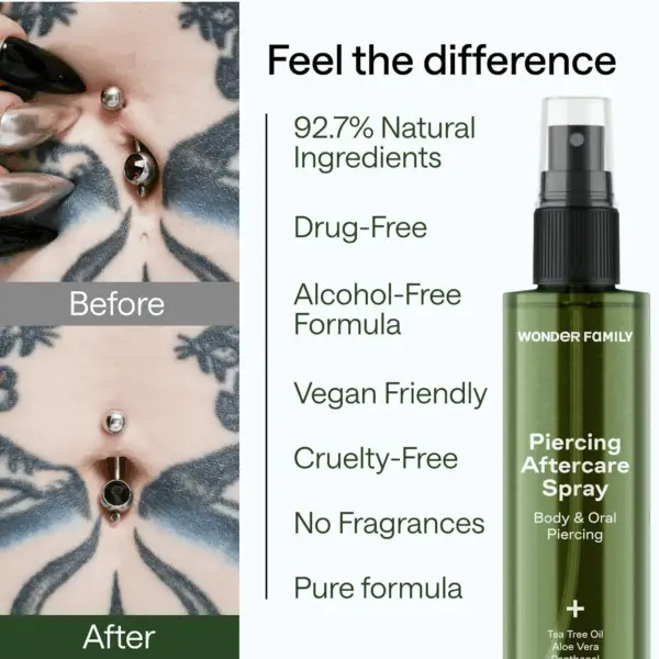 Piercing Aftercare Spray - Sterile Saline Solution for Piercings with Panthenol & Tea Tree Oil for Piercing Bumps - Lip, Body, Nose Rings, & Ear Piercing Cleaner - Keloid Bump Removal for Piercings - Image 6