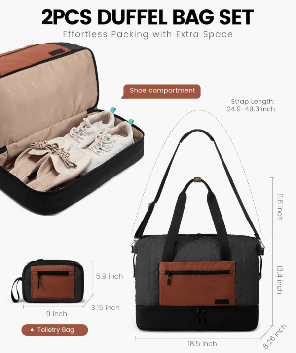 Weekender Bags for Women, Puffer Travel Duffel Bags for Woman, Large Hospital Bag for Women Labor Delivery with Shoe Compartment, Carry on Overnight Bag, Personal Item Travel Bag for Airplane - Image 4