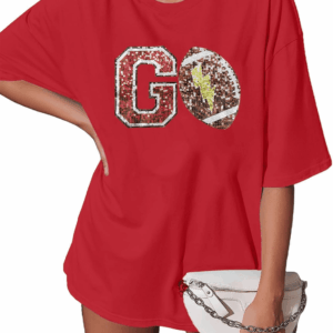 Oversized Football Shirts Womem'S Game Day Shirt Sparkle Graphic Tee Tops Casual Short Sleeve Shirt Vintage T-Shirt