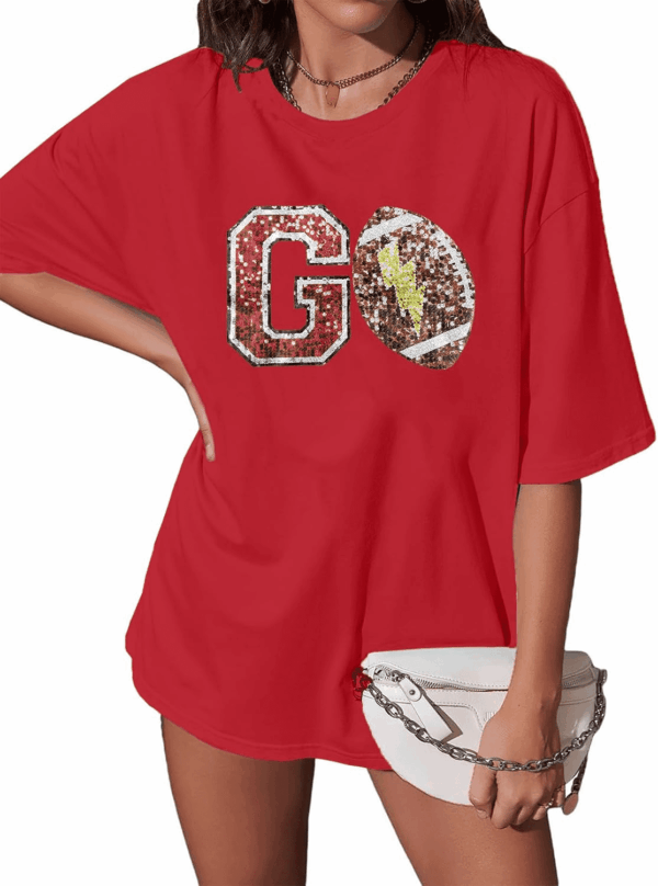 Oversized Football Shirts Womem'S Game Day Shirt Sparkle Graphic Tee Tops Casual Short Sleeve Shirt Vintage T-Shirt