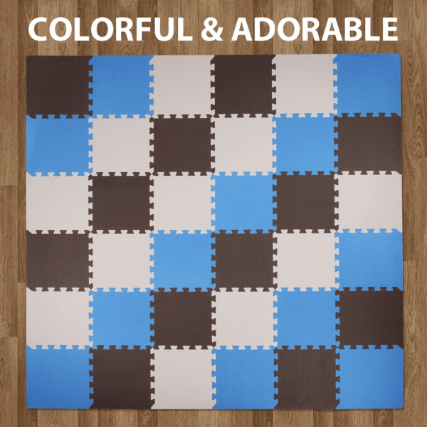 36 Piece Kids Puzzle Play Mat, Foam Floor Tiles, Cream/Gray/Beige - Image 7