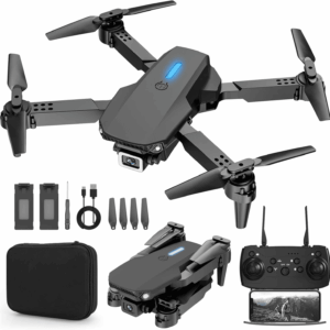 Drone with 1080P Camera for Kids, Foldable Mini Drone for Kids Boys Beginners, 2 Batteries, Toys Drone, Gestures Selfie, One Key Start, 360° Flips, Toy Gifts for Boys Black E88