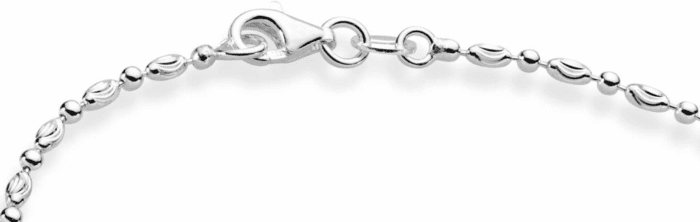 925 Sterling Silver Diamond-Cut Oval and round Bead Ball Chain Anklet Ankle Bracelet for Women, Made in Italy - Image 2