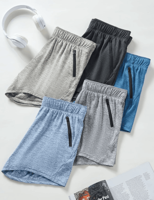 5 Pack: Womens Workout Gym Shorts Casual Lounge Set, Ladies Active Athletic Apparel with Zipper Pockets - Image 6
