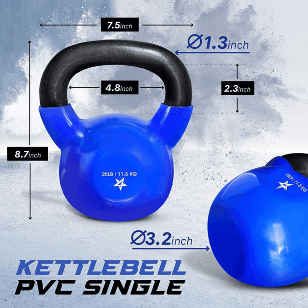 5-65Lbs Kettlebells Vinyl Coated Cast Iron for Dumbbell Weights Exercises, Gym, Fitness, Full Body Workout Equipment Push Up, Grip and Strength Training - Image 2