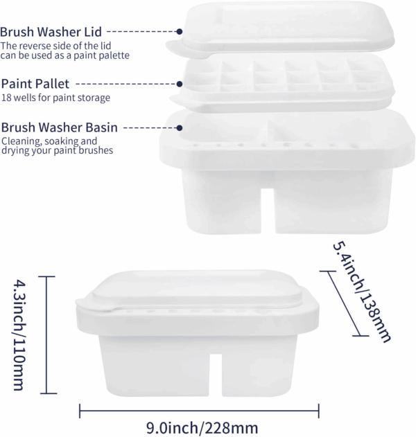 Paint Brush Cleaner, Paint Brush Holder and Organizers with Palette for Acrylic, Watercolor, and Water-Based Paints (White) - Image 4