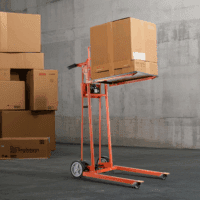 Material Lift Winch Stacker, 330Lbs Capacity Pallet Truck Dolly, 42.9In Max Lifting Height Manual Winch Stacker, Multifunctional Manual Pallet Truck Stacker with Swivel Casters and Lift Plate - Image 8