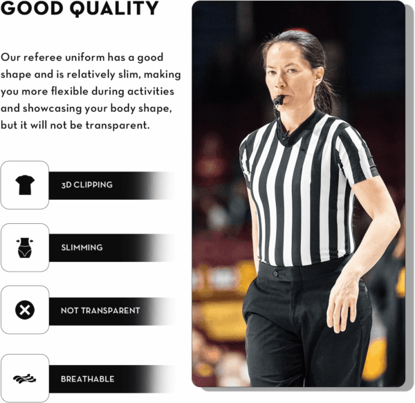 Referee Shirt Womens Ref Jersey Black and White Stripe Uniform for Basketball Football Soccer Halloween Costume - Image 4