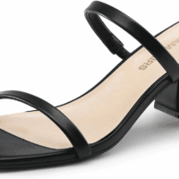 Sandal Heels for Women Low Square Open Toe Block Chunky Heels Slip on Slides Mules for Party Homecoming Daily