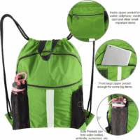 Drawstring Backpack Bag with Shoe Compartment, X-Large Black Gym Sports String Cinch Backpack - Image 4
