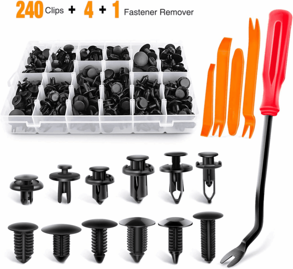 - GRC-33 240PCS Bumper Retainer Clips Car Plastic Rivets Fasteners Push Retainer Kit Most Popular Sizes Auto Push Pin Rivets Set -Door Trim Panel Fender Clips for GM Ford Toyota Honda Chrysler - Image 2