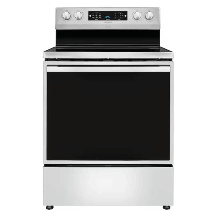 30-In Glass Top 5 Burners 5.8-Cu Ft Air Fry Convection Oven Freestanding Electric Range ( Stainless Steel )