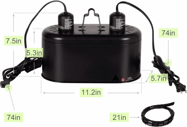Dual Reptile Light Fixture for Reptile Dome UVB Lamp Fixture Dual Reptile Reflector Dome Lamp Cap Combo Integration Design Heat Lighting Lamp Kit - Image 2