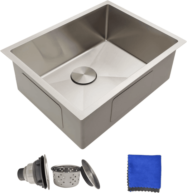 23 Inch Undermount Kitchen Sink -  18 Gauge Stainless Steel Kitchen Sink, 23"X18" Single Bowl Kitchen Sinks with Brushed Finish, Ideal for Bar Sinks, and RV Sink