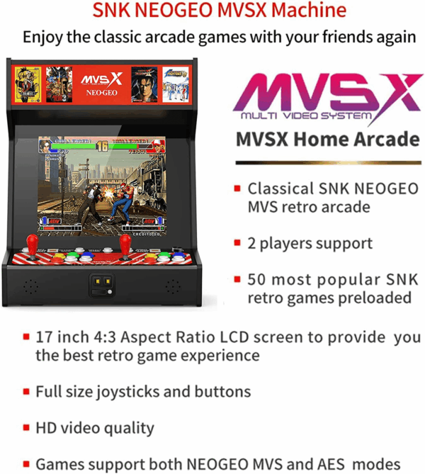 MVSX Arcade Machine and Base Combo, Pre-Loaded 50 SNK Retro Arcade Games - Image 4