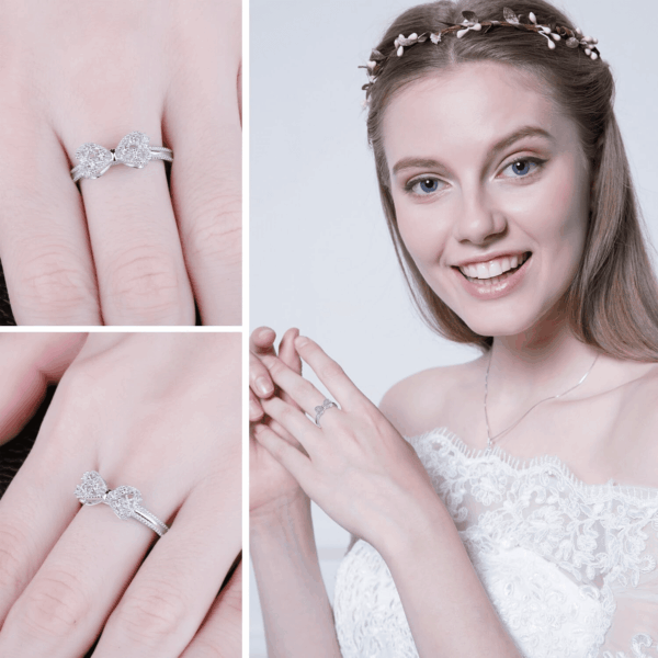 14K White Yellow Rose Gold Plated 925 Sterling Silver Rings for Women, Cubic Zirconia Promise Rings for Her, Stackable Wedding Bands Rings for Women Infinity Forever Love Knot Ring - Image 5