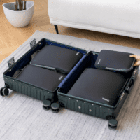 4 Set/6 Set/8 Set Compression Packing Cubes Travel Accessories Expandable Packing Organizers(Black Clothpattern 4 Set) - Image 6