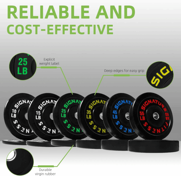 Olympic Bumper Plates, 2" Weight Plates for Strength Training & Weightlifting, Pairs, Sets or Sets with 7FT Barbell, Multiple Options - Image 3