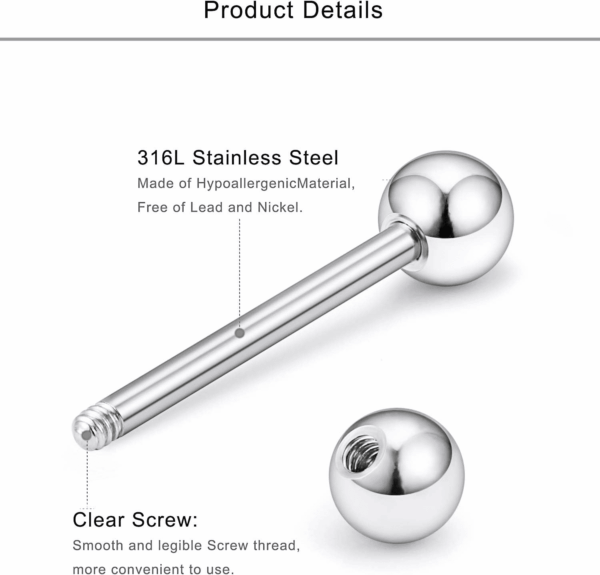 12-16Pcs 16G 14G Surgical Steel Tongue Ring Nipple Shield Barbell Ring Bar Nipplerings Body Piercing Jewelry for Women Men - Image 2