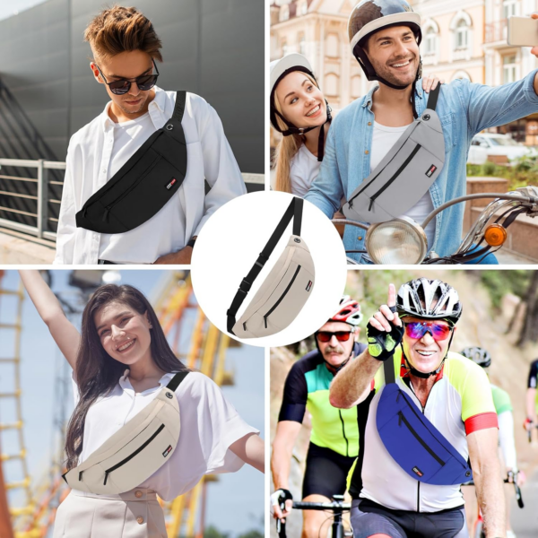 Super Large Beige Fanny Pack Sling Bag for Men Women Crossbody Sling Chest Bag for Travel Cycling Hiking Climbing - Image 6