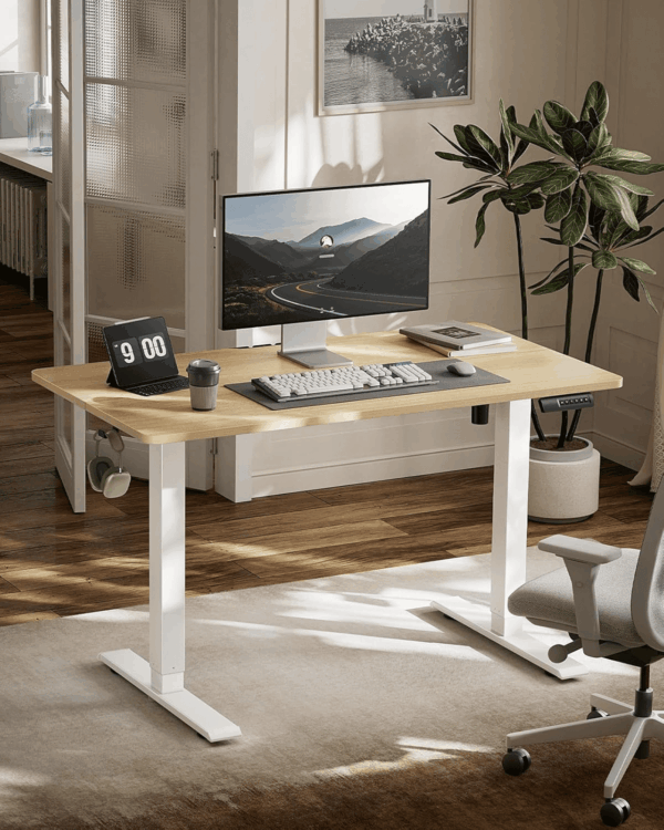 Electric Standing Desk, Adjustable Height Stand up Desk, 48 X 24 Inches Sit Stand Home Office Desk, Computer Desk, Maple - Image 2