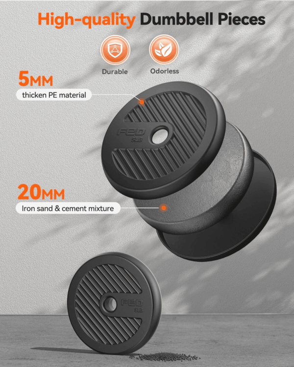 Adjustable Dumbbells, 20/30/40/45/70/90Lbs Free Weight Set with Connector, 5 In1 Dumbbells Set Used as Barbell, Kettlebells, Push up Stand, Weight Plate, Fitness Exercises for Home Gym Suitable Men/Women - Image 4