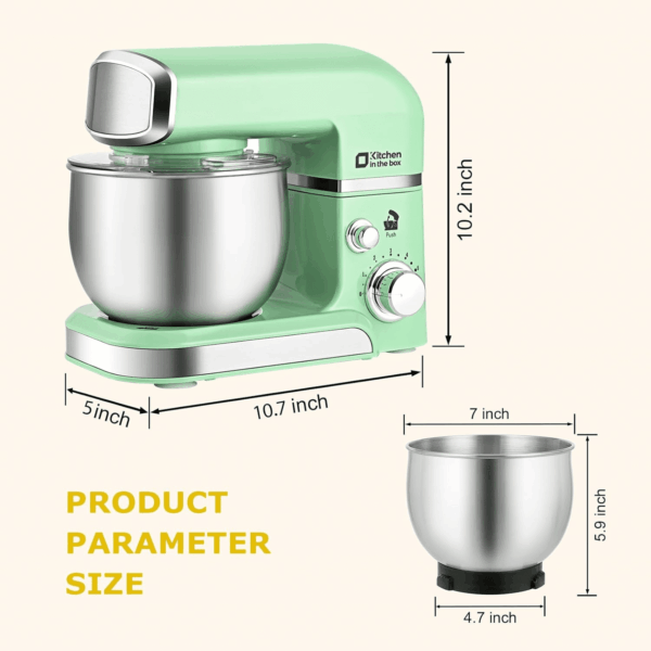 Stand Mixer,3.2Qt Mini Electric Food Mixer,6 Speeds Portable Lightweight Kitchen Mixer for Daily Use with Egg Whisk,Dough Hook,Flat Beater (Green) - Image 2