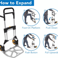 Folding Dolly, Aluminum Dolly Cart, 440 Lb Capacity Hand Cart, Dolly Cart with Wheels of Rubber, Telescoping Handle for Indoor Outdoor Travel, Foldable & Moving Dolly - Image 6