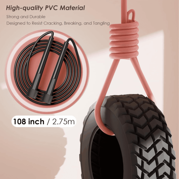 2 Pack Jump Rope for Fitness, Speed Rope Skipping Rope for Men, Kids and Women, Jumping Rope for Workout, Tangle-Free PVC Long Jump Rope Set, Adjustable Exercise Jumping Rope Boxing for Adult - Image 2