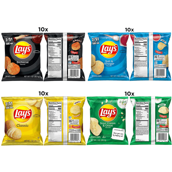 Potato Chips, 4 Flavor Variety Pack, 1 Oz Single Serve Bags, (40 Pack) - Image 2
